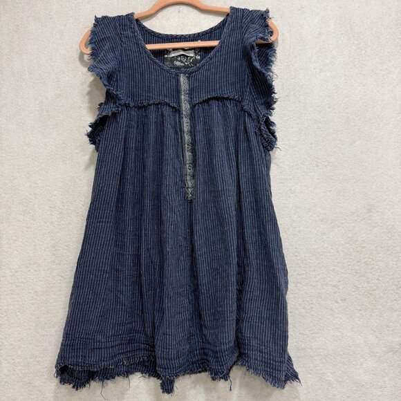 Free People Dresses & Skirts - We The Free by Free People Dress Womens Medium Blue Sleeveless Raw Hem Boho